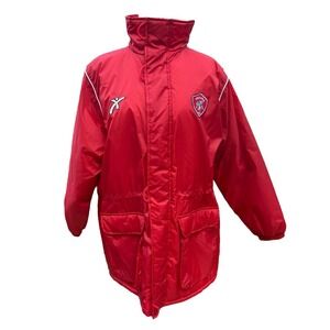 Vtg Perugia Red Puffy Jacket With Zip Away Hood GALEX‎ Men's Medium